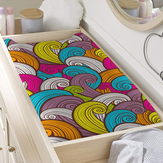 Colorful Surfing Wave Pattern Print Changing Pad Cover