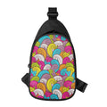 Colorful Surfing Wave Pattern Print Sling Bag