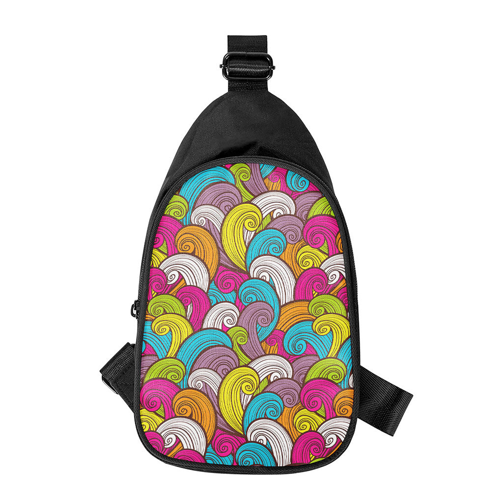 Colorful Surfing Wave Pattern Print Chest Bag
