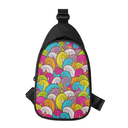 Colorful Surfing Wave Pattern Print Chest Bag