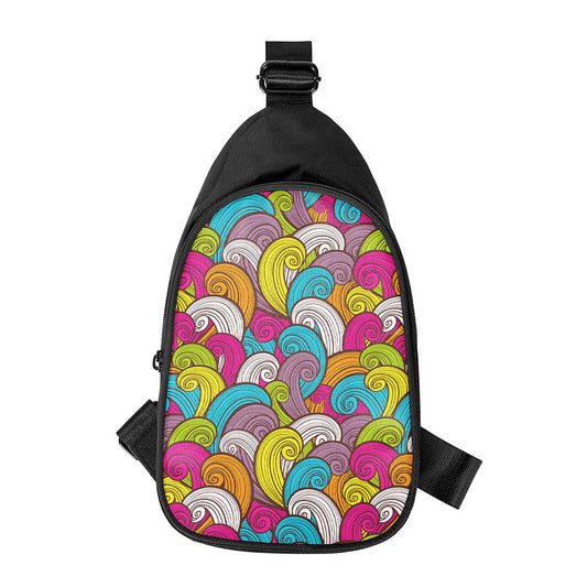 Colorful Surfing Wave Pattern Print Chest Bag