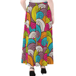 Colorful Surfing Wave Pattern Print Chiffon Maxi Skirt