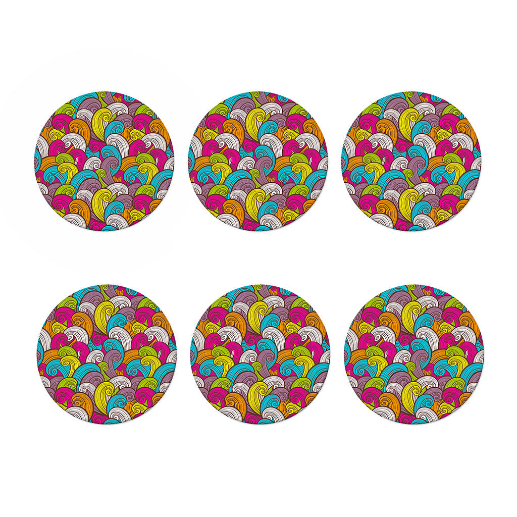 Colorful Surfing Wave Pattern Print Coaster Set