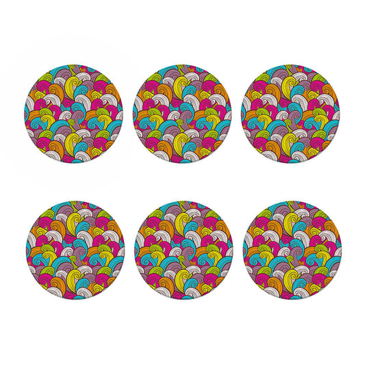 Colorful Surfing Wave Pattern Print Coaster Set