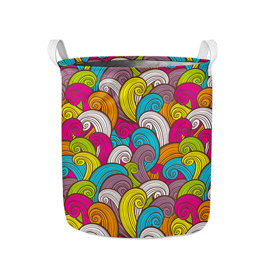 Colorful Surfing Wave Pattern Print Collapsible Laundry Basket