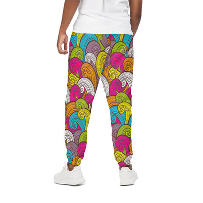 Colorful Surfing Wave Pattern Print Cotton Pants