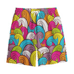 Colorful Surfing Wave Pattern Print Cotton Shorts