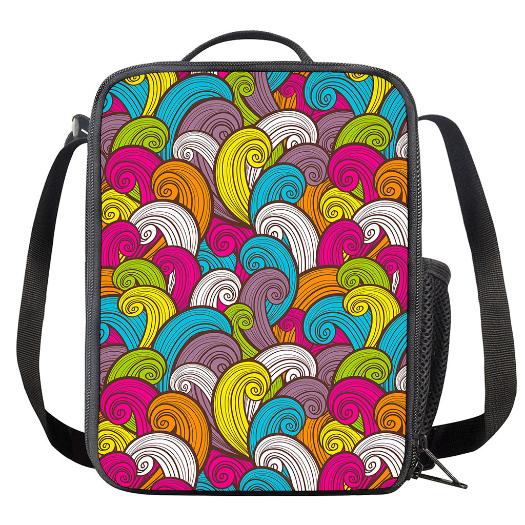 Colorful Surfing Wave Pattern Print Crossbody Lunch Bag