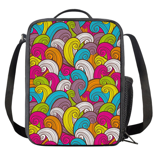 Colorful Surfing Wave Pattern Print Crossbody Lunch Bag
