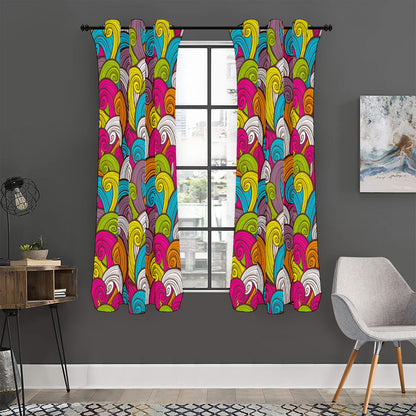 Colorful Surfing Wave Pattern Print Curtain