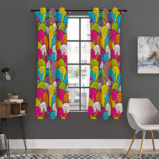 Colorful Surfing Wave Pattern Print Curtain