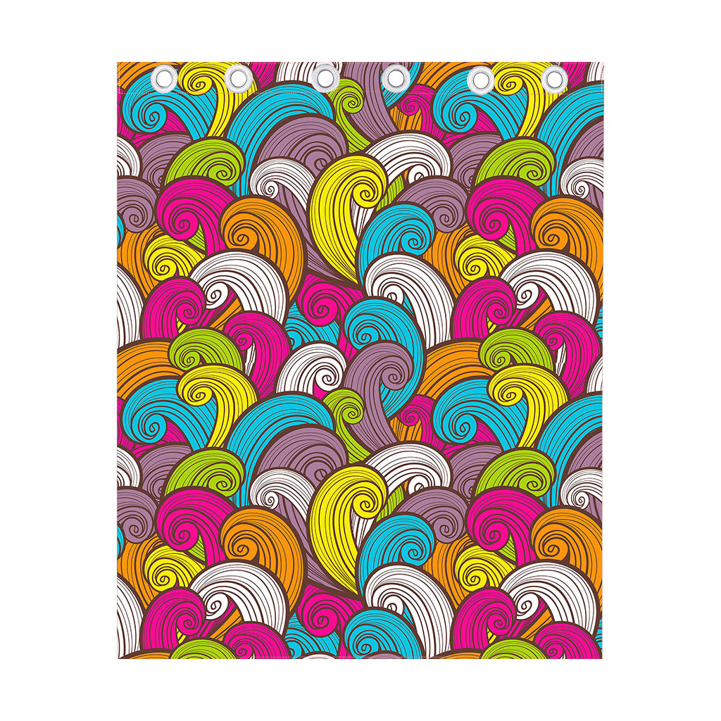 Colorful Surfing Wave Pattern Print Curtain