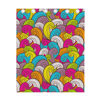 Colorful Surfing Wave Pattern Print Curtain