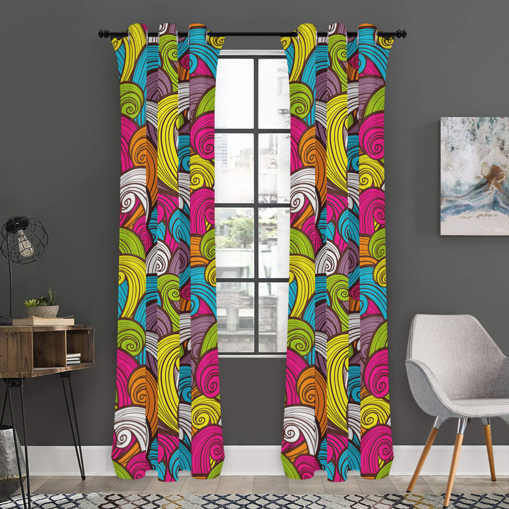 Colorful Surfing Wave Pattern Print Curtain