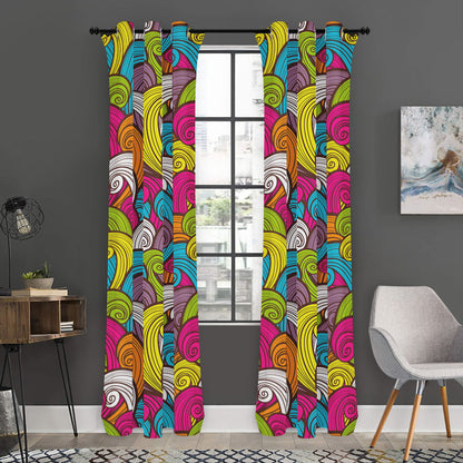 Colorful Surfing Wave Pattern Print Curtain
