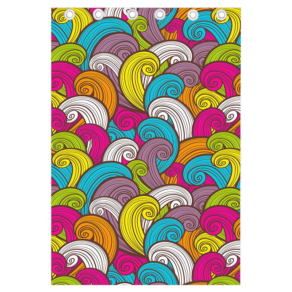 Colorful Surfing Wave Pattern Print Curtain