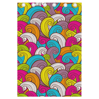 Colorful Surfing Wave Pattern Print Curtain