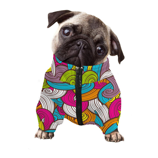 Colorful Surfing Wave Pattern Print Dog Zip Up Jacket