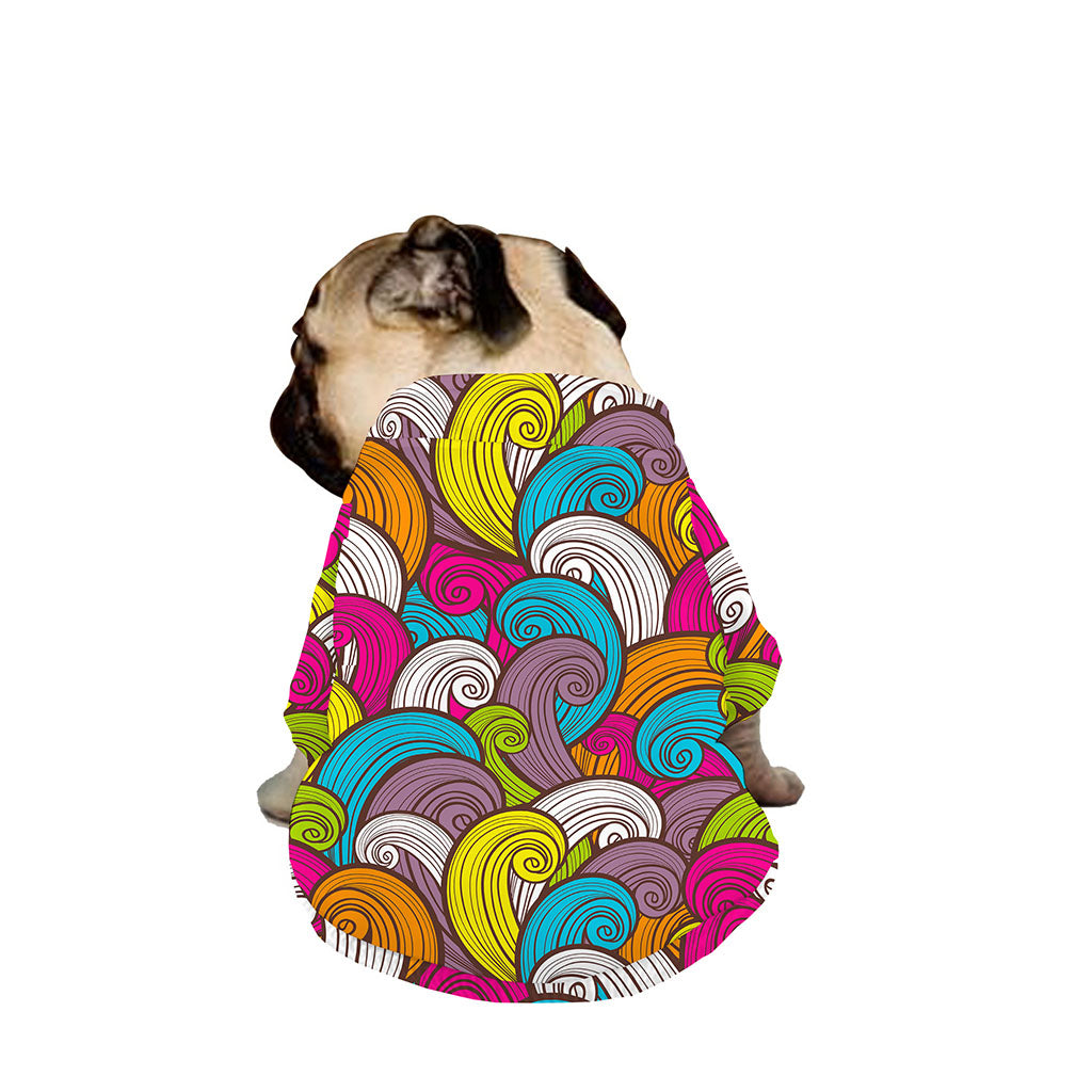 Colorful Surfing Wave Pattern Print Dog Zip Up Jacket