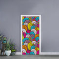 Colorful Surfing Wave Pattern Print Door Sticker