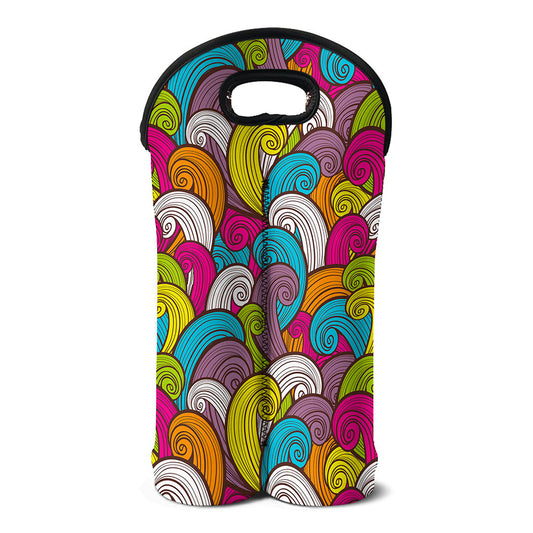 Colorful Surfing Wave Pattern Print Double Neoprene Wine Tote