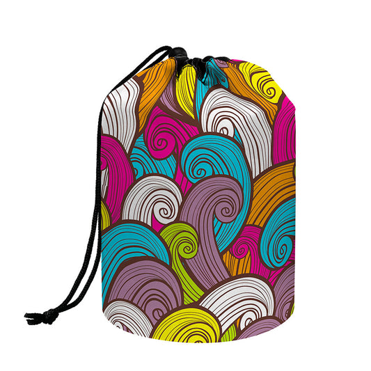 Colorful Surfing Wave Pattern Print Drawstring Makeup Bag