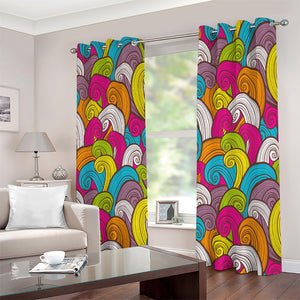 Colorful Surfing Wave Pattern Print Extra Wide Grommet Curtains