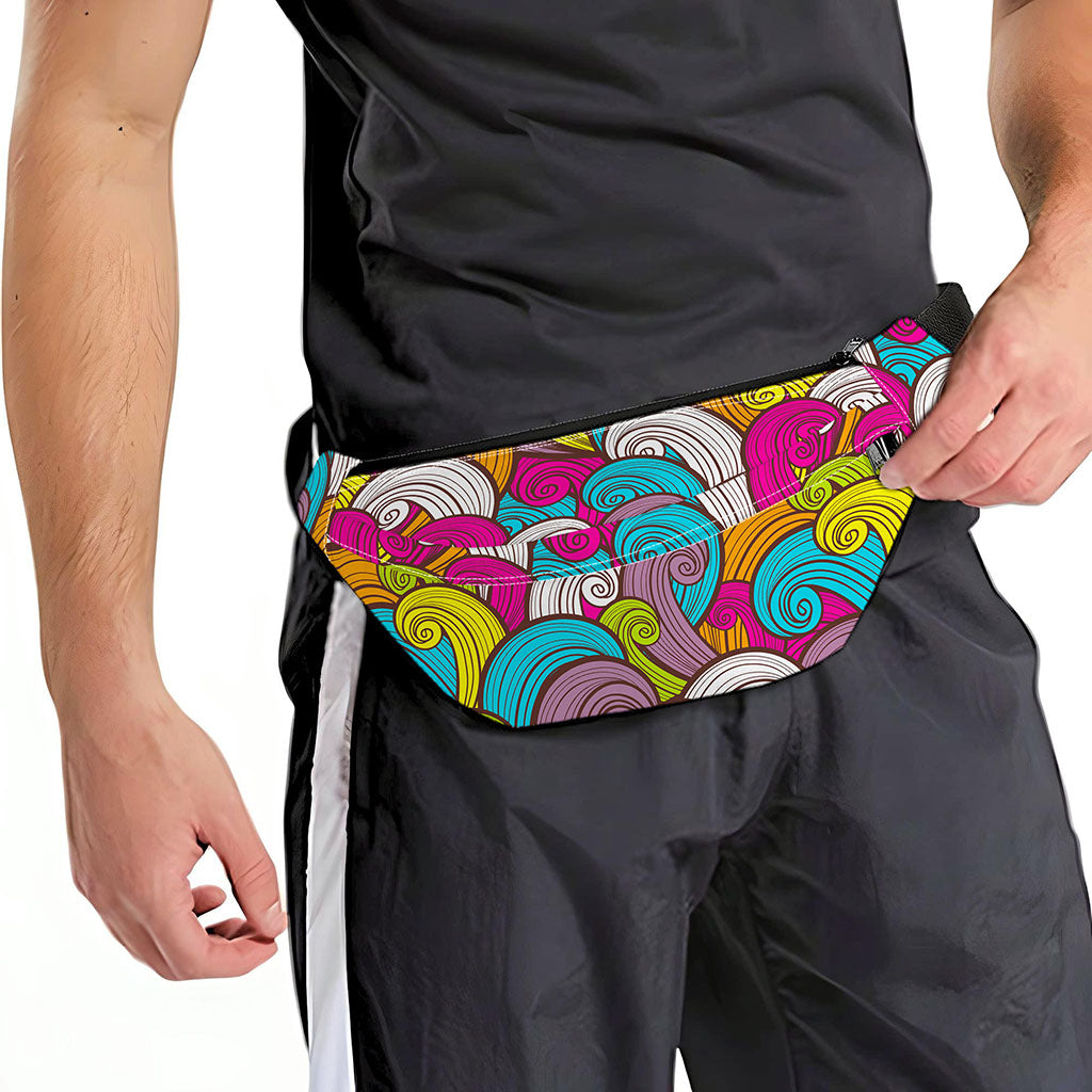 Colorful Surfing Wave Pattern Print Fanny Pack