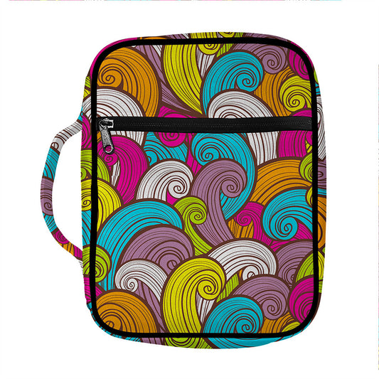 Colorful Surfing Wave Pattern Print Front Pocket Bible Bag