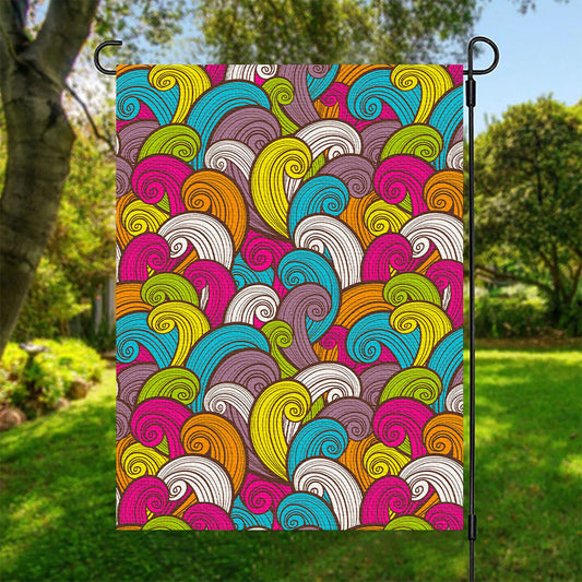 Colorful Surfing Wave Pattern Print Garden Flag