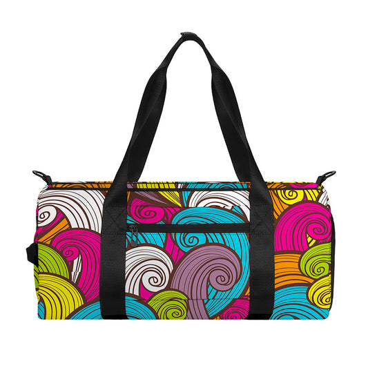 Colorful Surfing Wave Pattern Print Gym Bag