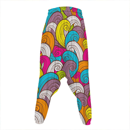 Colorful Surfing Wave Pattern Print Hammer Pants