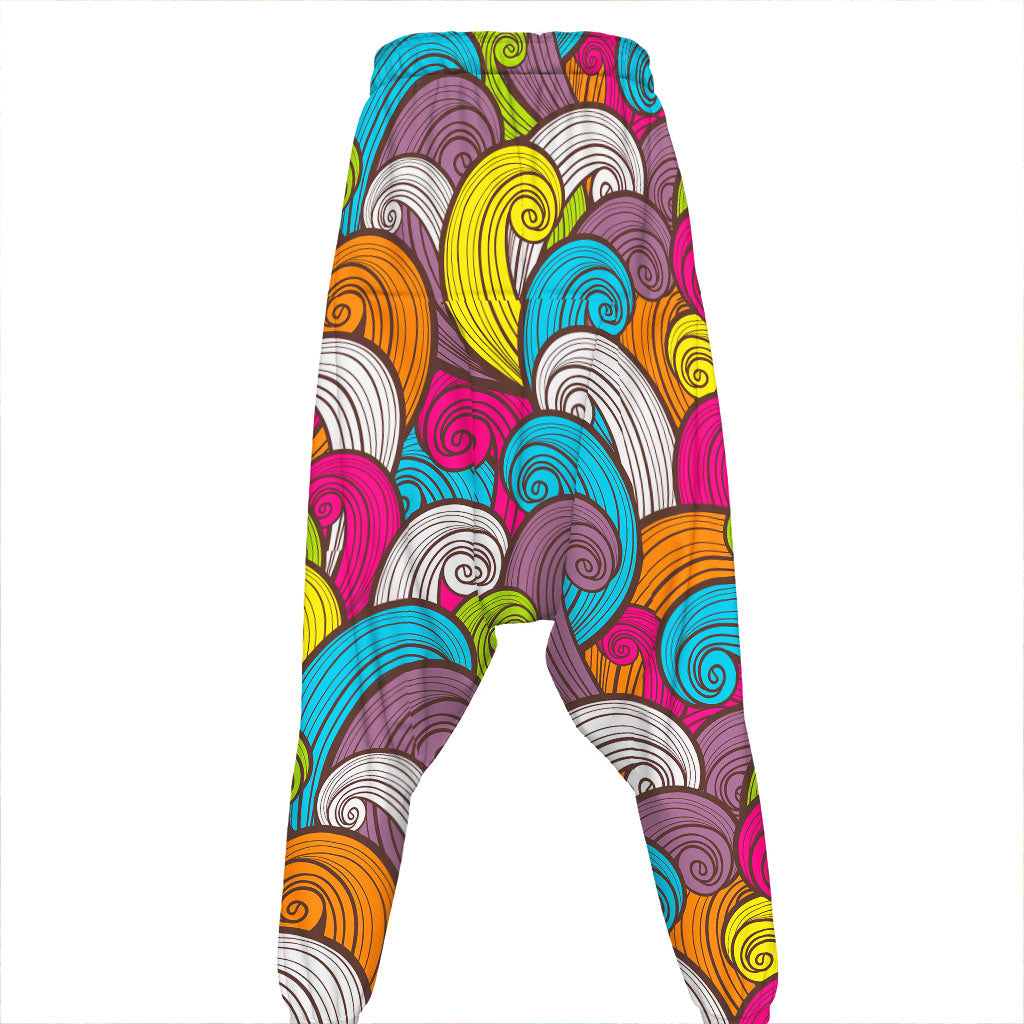 Colorful Surfing Wave Pattern Print Hammer Pants