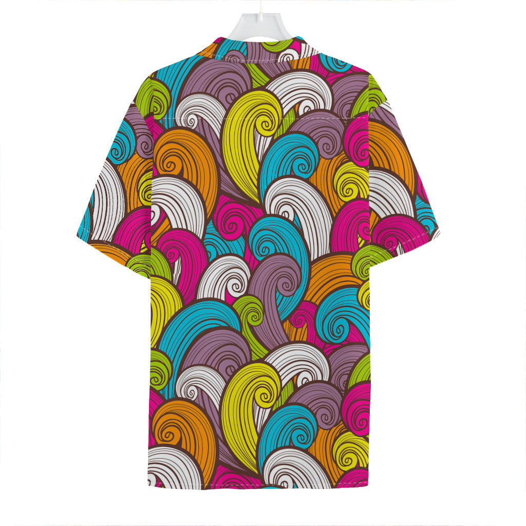 Colorful Surfing Wave Pattern Print Hawaiian Shirt