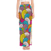 Colorful Surfing Wave Pattern Print High Slit Maxi Skirt