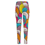 Colorful Surfing Wave Pattern Print High-Waisted Pocket Leggings