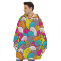 Colorful Surfing Wave Pattern Print Hoodie Blanket