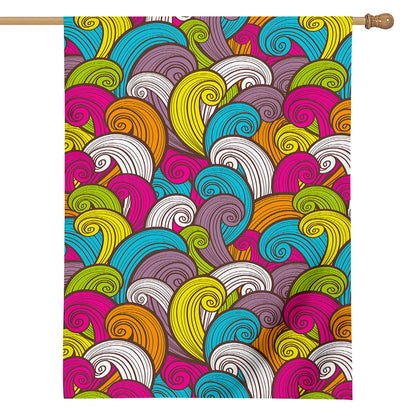 Colorful Surfing Wave Pattern Print House Flag