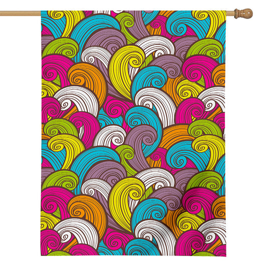 Colorful Surfing Wave Pattern Print House Flag