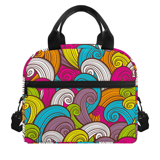 Colorful Surfing Wave Pattern Print Insulated Lunch Bag