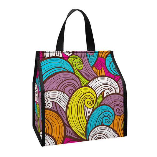 Colorful Surfing Wave Pattern Print Insulated Lunch Tote