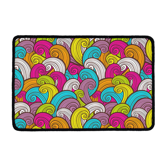 Colorful Surfing Wave Pattern Print Kitchen Mat