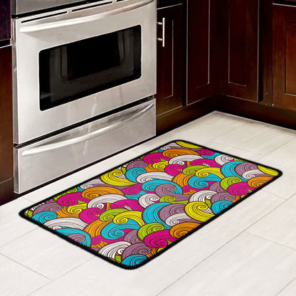 Colorful Surfing Wave Pattern Print Kitchen Mat