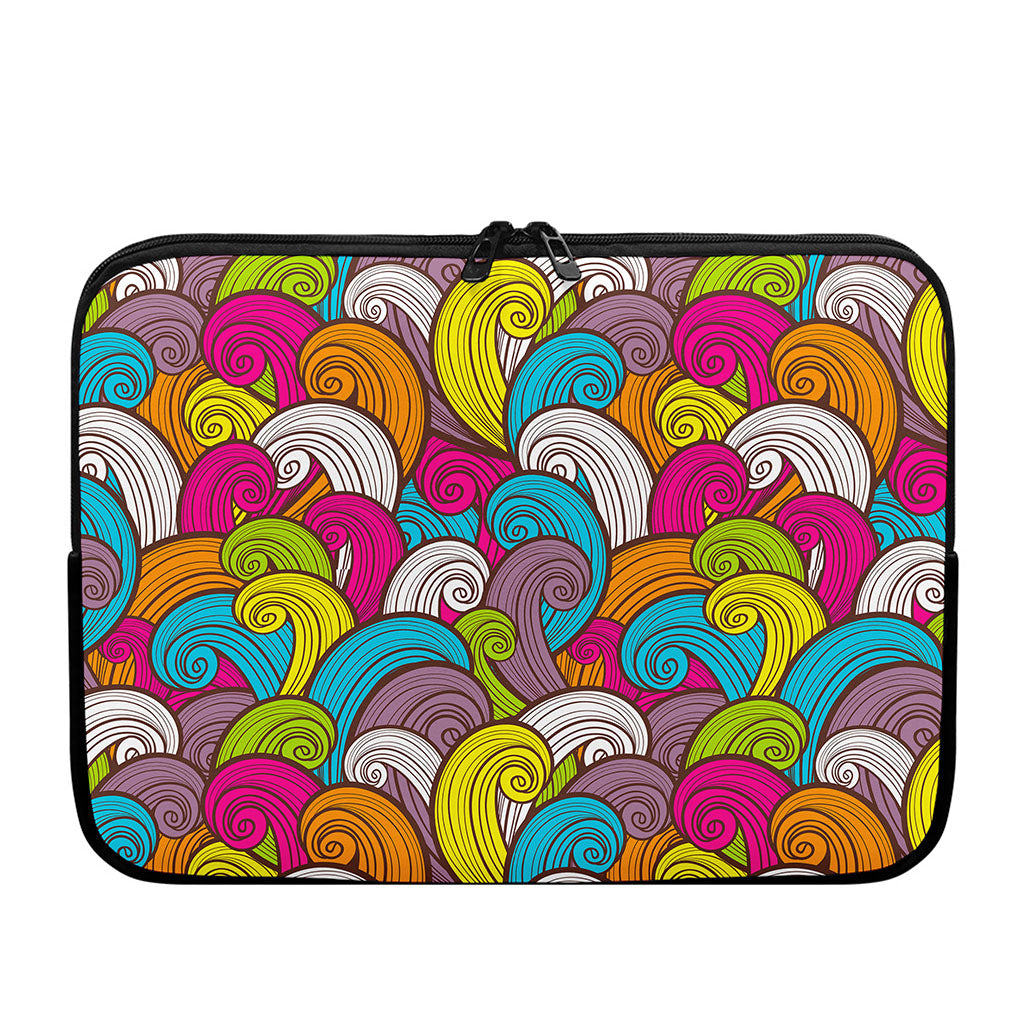 Colorful Surfing Wave Pattern Print Laptop Sleeve