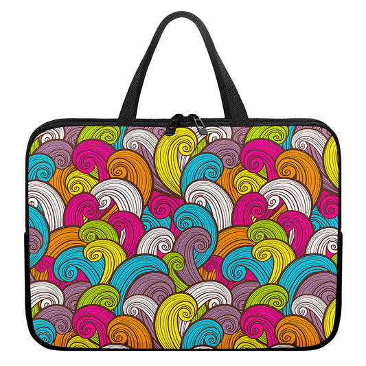 Colorful Surfing Wave Pattern Print Laptop Sleeve With Handle