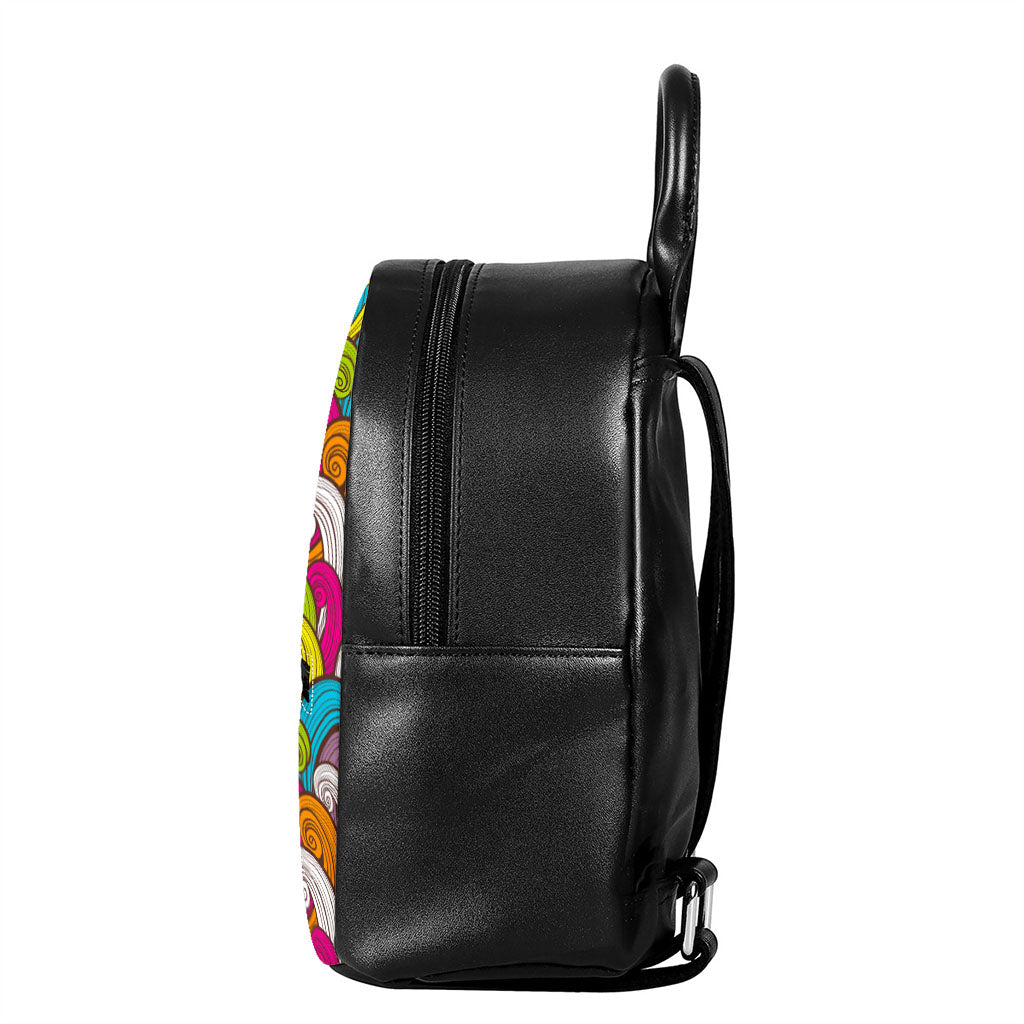 Colorful Surfing Wave Pattern Print Leather Backpack