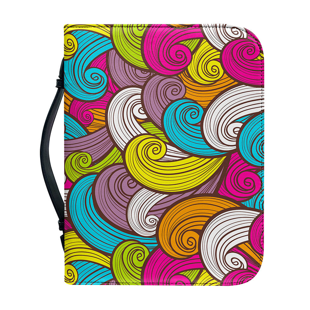 Colorful Surfing Wave Pattern Print Leather Bible Cover