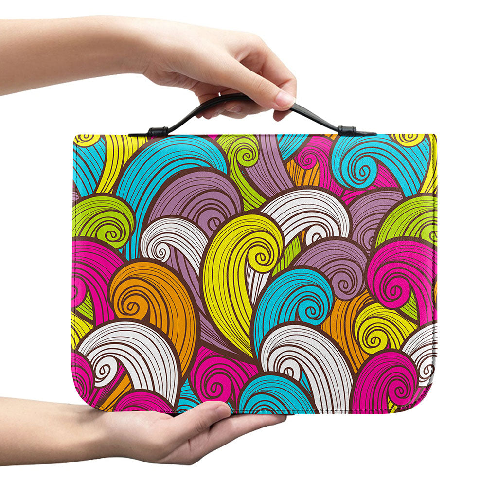 Colorful Surfing Wave Pattern Print Leather Bible Cover