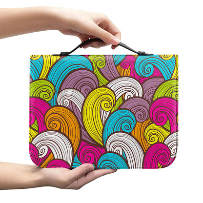 Colorful Surfing Wave Pattern Print Leather Bible Cover