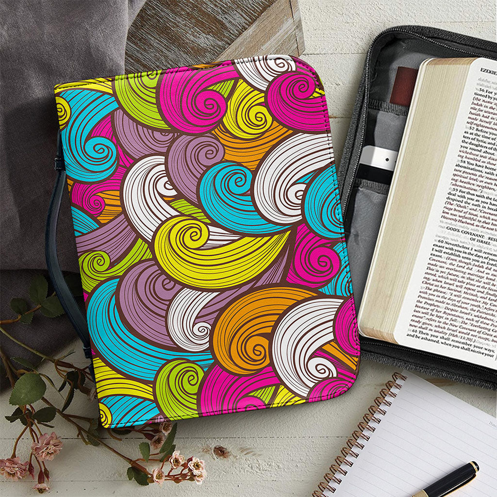 Colorful Surfing Wave Pattern Print Leather Bible Cover